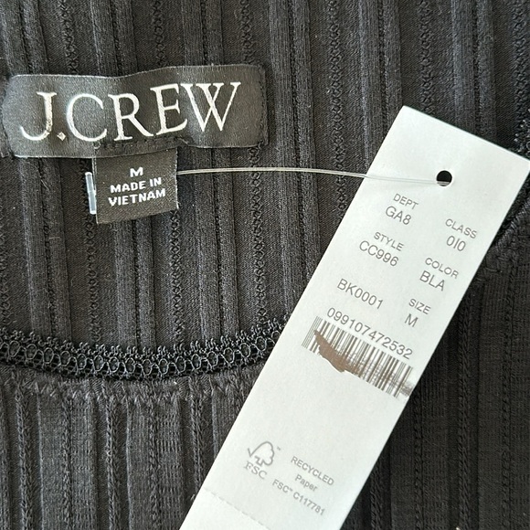 NEW J. CREW Pointelle long-sleeve T-shirt Ribbed Lace Edge in Black Size Medium - Picture 6 of 6
